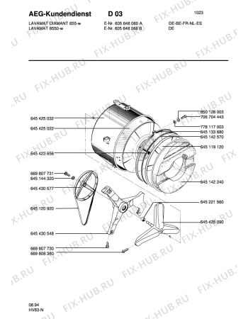 Взрыв-схема стиральной машины Aeg LAVDIAMANT 655-W - Схема узла Tub and drum